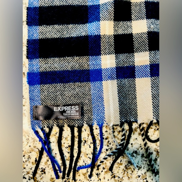 Express Blue Plaid Scarf - Unisex (New without tags) - Picture 2 of 4